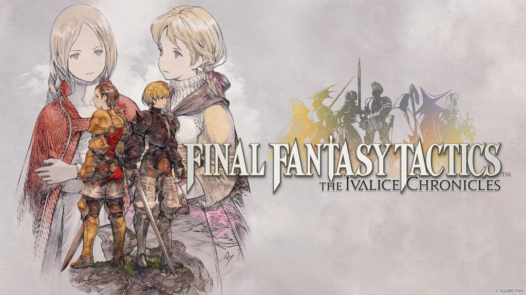 Final Fantasy Tactics The Ivalice Chronicles cover art with characters in armor and medieval attire.