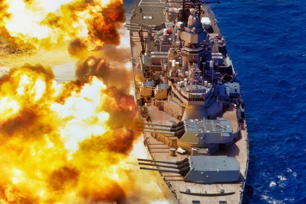 USS Iowa Opening Fire