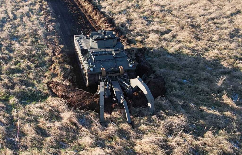 n April 2025, Pearson Engineering and the UK MoD unveiled the Weevil, a remotely-operated unmanned breaching system based on a legacy Warrior armoured vehicle hull. [Crown copyright 2025]