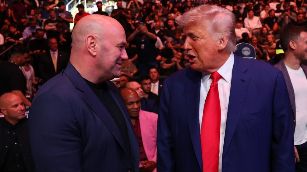 UFC legend says Dana White ‘setting up for disappointment’ ahead of White House fight announcements Dana White and Donald Trump speaking cageside at UFC 316