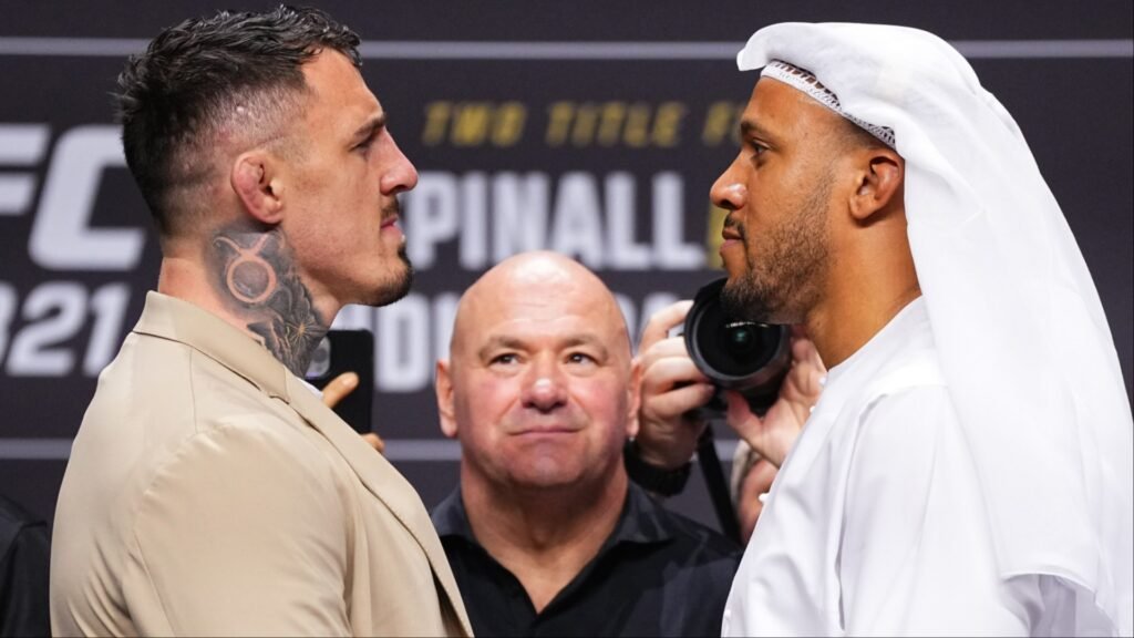 Dana White admits he and Tom Aspinall ‘need to talk’ after tense UFC 321 fallout, weighs in on champ’s uncertain future Tom Aspinall, Ciryl Gane, and Dana White at the UFC 321 press conference