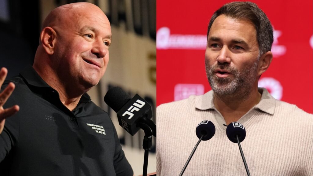 Dana White blames Eddie Hearn for starting boxing promoter feud: ‘Let’s fight’ Dana White and Eddie Hearn