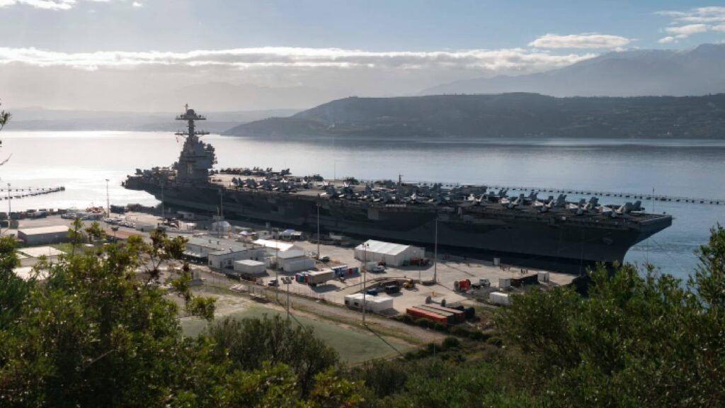 USS Gerald R. Ford docks in Crete for maintenance after Red Sea fire