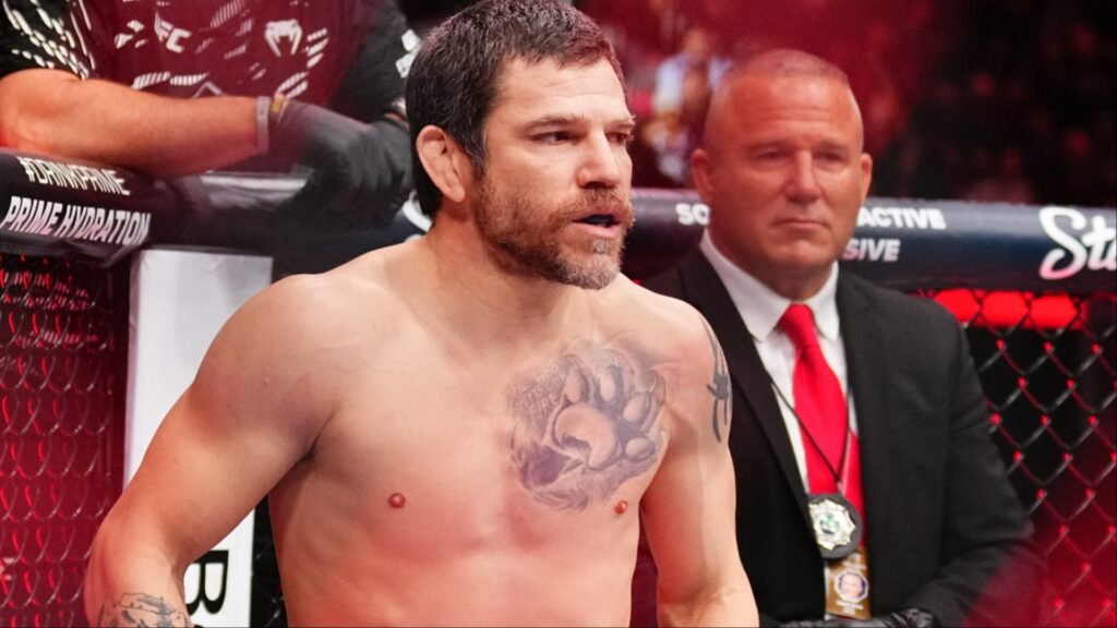 Jim Miller in the Octagon at UFC 314
