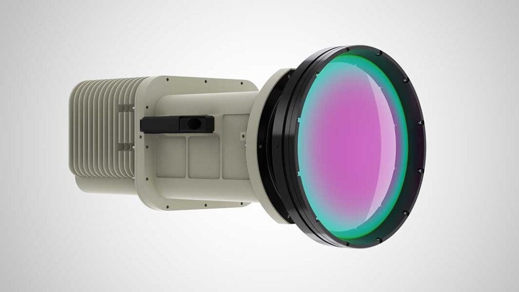 The Ophir KAMU long‑range MWIR f/4 SXGA thermal imaging camera series is a fully integrated system that pairs MKS’ continuous zoom optics with advanced video processing, consistent thermal performance, and MIL‑STD‑810‑class ruggedization for use in surveillance and Counter-Unmanned Aircraft Systems (C-UAS). [Photo: MKS]