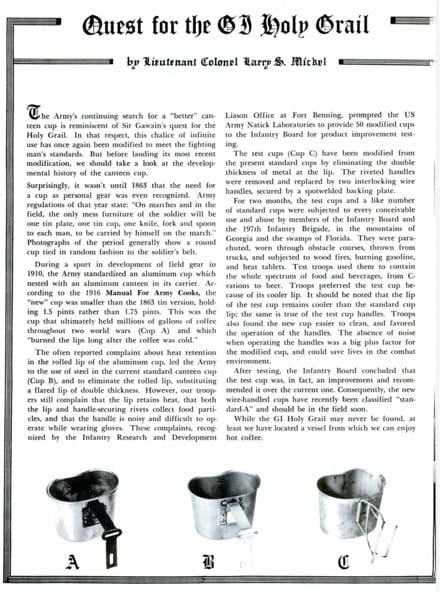 “Quest for the GI Holy Grail” Infantry, 1972 “Quest for the GI Holy Grail” Infantry, 1972