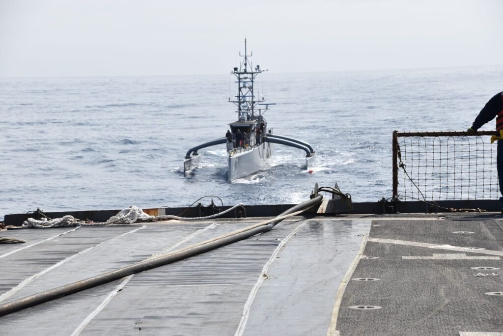 U.S. Navy drills in at-sea USV fueling ahead of CSG deployment