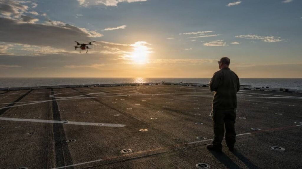 USMC tests TRV-150C resupply aircraft system aboard amphibious ship
