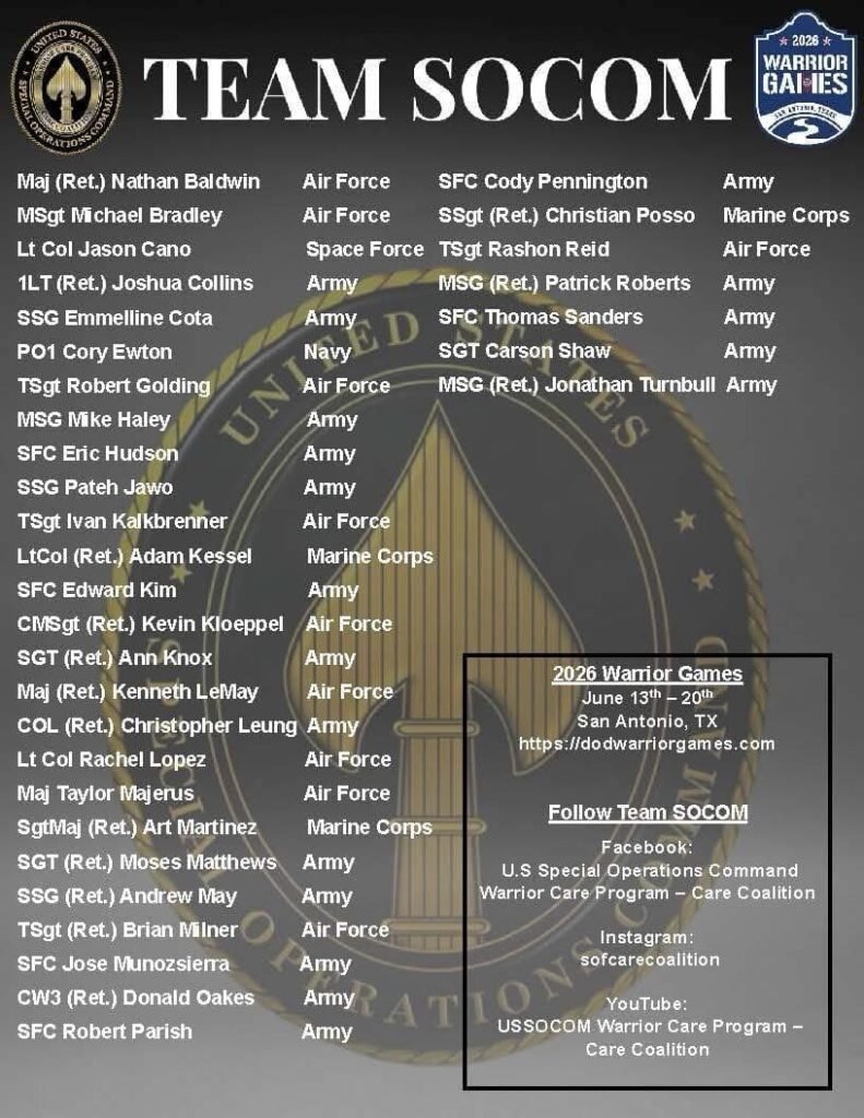 USSOCOM Announces 2026 Athletes for Warrior Games