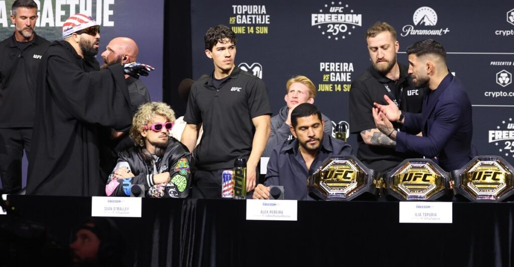 Dana White reacts to Josh Hokit nearly brawling with Ilia Topuria at UFC White House presser: ‘You’ve got to be f*cking kidding me’