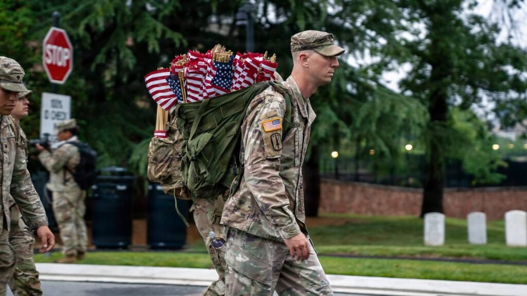 ‘Old Guard’ Soldiers Place 260,000 Flags at Arlington for Memorial Day 'Old Guard' Soldiers Place 260,000 Flags at Arlington for Memorial Day