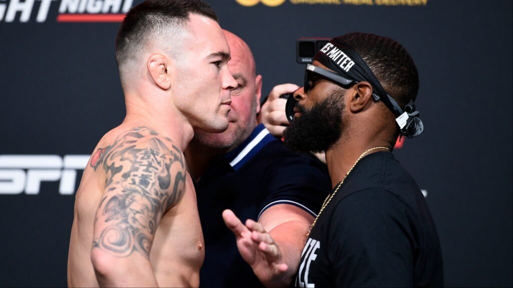 Tyron Woodley scorches ‘baiter’ Colby Covington in brutal retirement message Colby Covington and Tyron Woodley face off at the UFC Apex