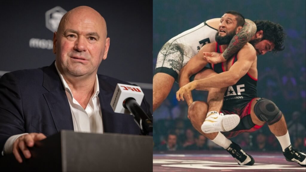 Dana White, Khamzat Chimaev and Dillon Danis