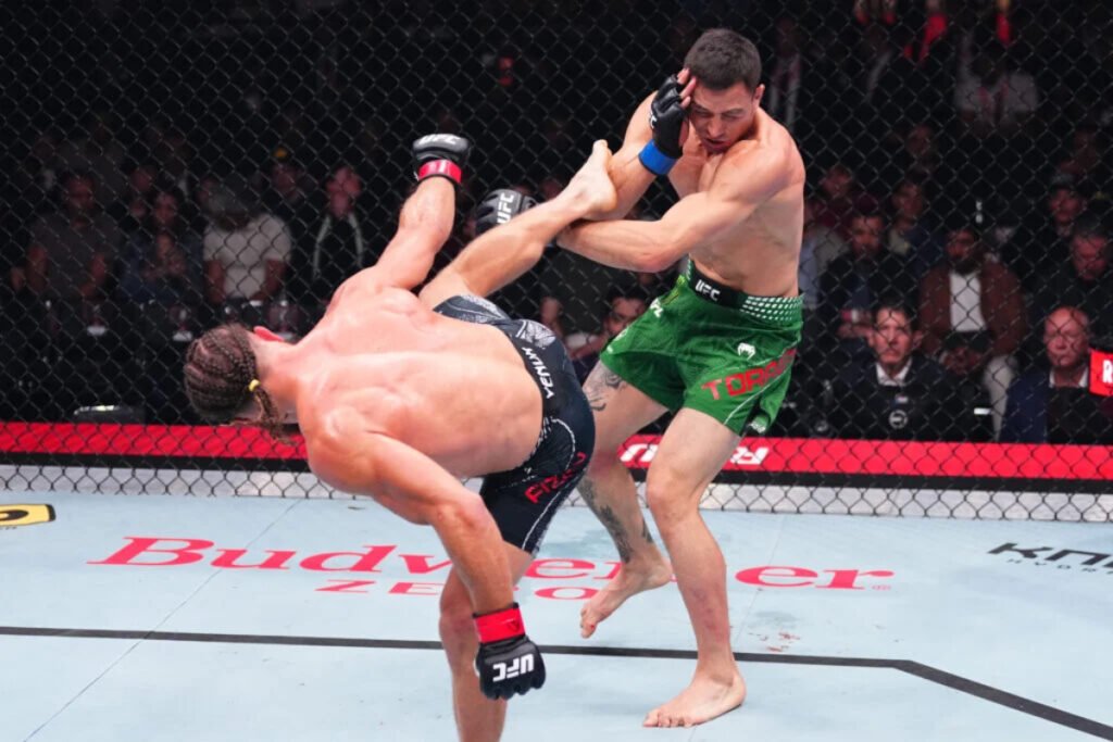 Manuel Torres is knocked out by Rafael Fiziev in the UFC Baku main event