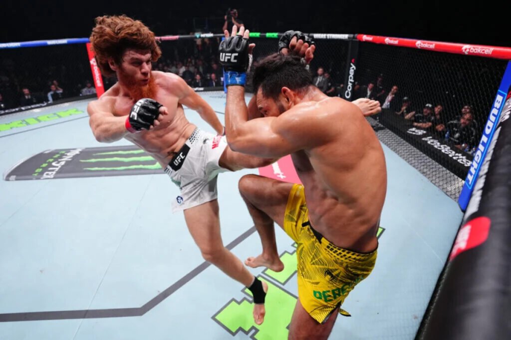 Shara Bullet delivers a kick to Michel Pereira at UFC Baku