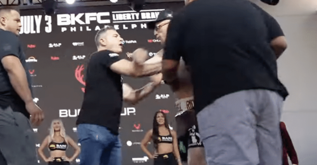 BKFC president David Feldman explodes on ‘f*cking punk’ fighter after trying to shove his opponent off stage during weigh-ins BKFC president David Feldman explodes on ‘f*cking punk’ fighter after trying to shove his opponent off stage during weigh-ins