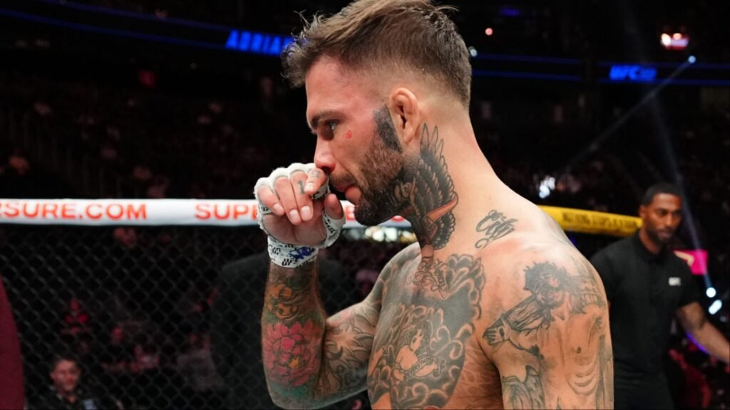 Cody Garbrandt in the Octagon after his loss at UFC 329