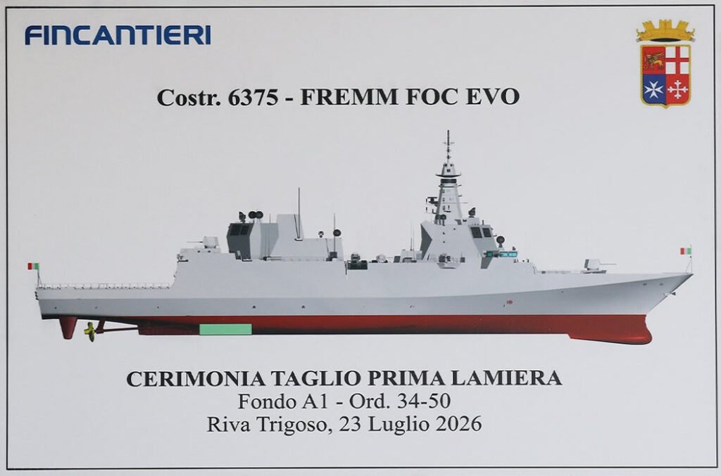 Fincantieri Cuts Steel for Second Italian Navy FREMM EVO Frigate Second FREMM EVO steel cutting