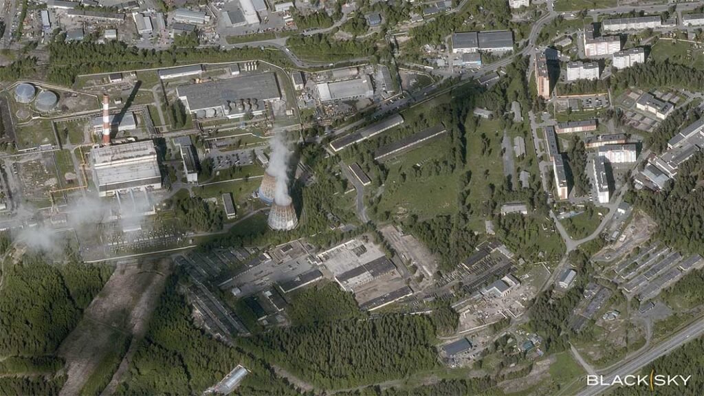 The previously abandoned Rybka Garrison in Petrozavodsk, Russia, shown on 01 June 2026, is located roughly 160 km from the Finland border and is reportedly a site of for Russian military expansion. [Photo © 2026 BlackSky Technology Inc. All Rights Reserved.]