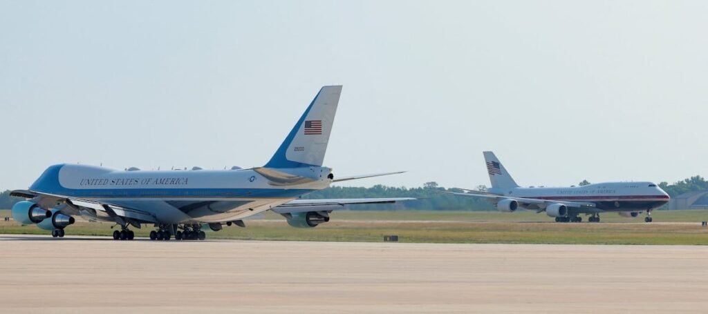 Trump flies old Air Force One out of Turkey, switches to new jet in Britain for trip home