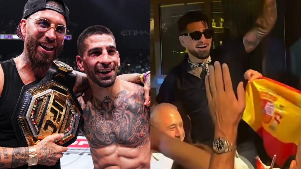 VIDEO | Ilia Topuria parties in the streets after Spain wins 2026 FIFA World Cup Ilia Topuria with Sergio Ramos after UFC 308