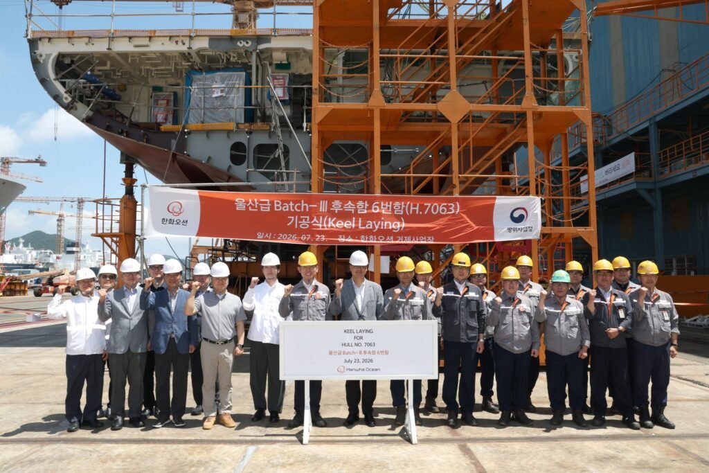 Hanwha Holds Keel-Laying of 6th FFX Batch-III Frigate for ROK Navy