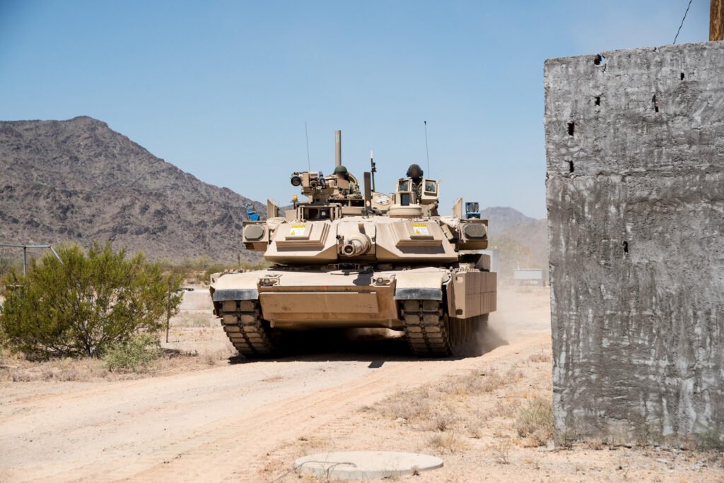 Rafael Trophy hard-kill active protection system (APS) on an M1 Abrams MBT. Relatively thin roof armour remains a key vulnerability, on tanks, and even the most modern tanks equipped with APSs remain vulnerable to the threat of top-attack EFPs. (Credit: Rafael)
