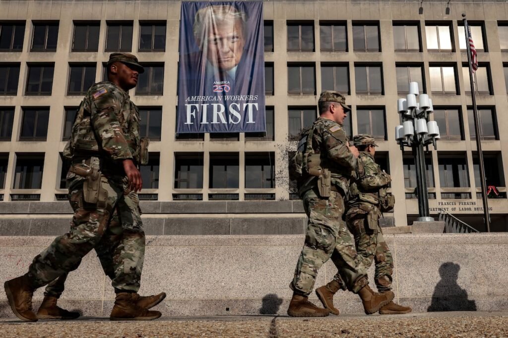 Thousands of soldiers now roam Washington’s streets. They seldom stop crime. Thousands of soldiers now roam Washington’s streets. They seldom stop crime.