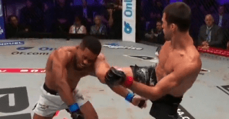 Usman Nurmagomedov torches Archie Colgan in the first round at PFL New York. Usman Nurmagomedov torches Archie Colgan in the first round at PFL New York.