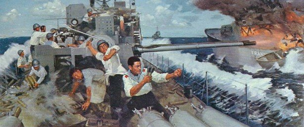 From the Paracels to the Far Seas: How China Closed Their Maritime Medical Platform Gap Figure 1. Oil Painting Titled “Battle of the Paracel Islands – Ship No. 389 in Combat,” Depicting the 1974 Engagement. (Ai Youmin and Li Enming)