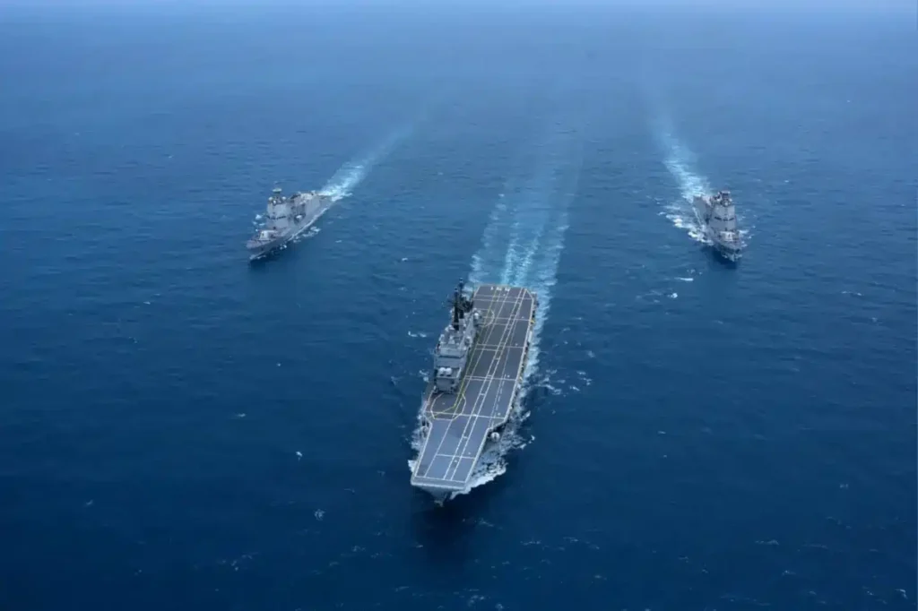 Indonesia’s First Aircraft Carrier: Former Italian Ship ‘Garibaldi’ Reaches Domestic Waters ITS Giuseppe Garibaldi/KRI Sriwijaya being escorted by KRI Brawijaya and KRI Prabu Siliwangi in Indonesian waters. TNI AL picture.