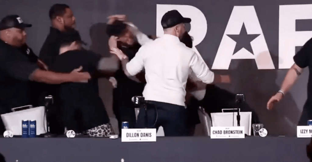 Arman Tsarukyan attacks Dillon Danis igniting near riot at RAF 14 press conference